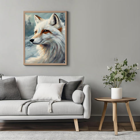 Posterizer 1 pcs-white arctic fox in snowy winter scene-oil painting style 10-Art for Animal Lovers-Landscape & Nature Art-Decor for Home & Office...