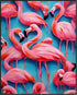 Posterizer 1 pcs- Pink flamingos with a blue background-Art for Animal Lovers-Gift for Art Lovers-Living Room Bedroom Decor- unframed wall art...
