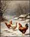 Posterizer 1 pcs-chicken in snowy winter scene-oil painting style -1-Art for Animal Lovers-Landscape & Nature Art-Decor for Home & Office- unframe...