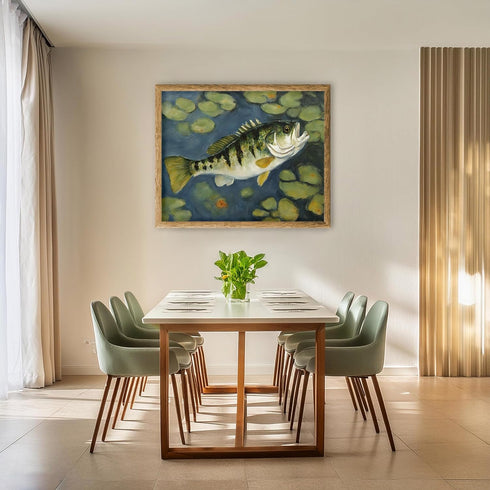 Posterizer 1 pcs- little bass fish near the pond-Art for Animal Lovers-Landscape & Nature Art- Living Room Bedroom Decor- unframed wall art...