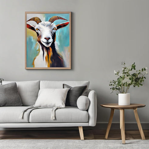 Posterizer 1 pcs- white and brown majestic goat-chic decor-Art for Animal Lovers-Abstract & Modern Art- Decor for Home & Office- unframed wall art...