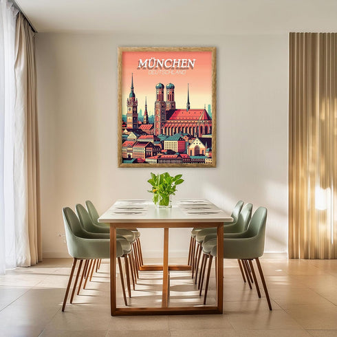 Posterizer 1 pcs-Munchen Deutschland City Retro Travel Poster-Adventure Wall Art-GIft for Men Women Teens-Decor for Home & Office- unframed wall a...