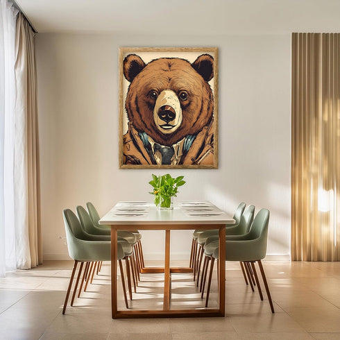 Posterizer 1 pcs-angry bear in work clothes-abstract art 2-Art for Animal Lovers-Abstract & Modern Art-Decor for Home & Office- unframed wall art...