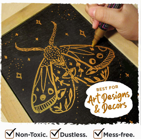 Metallic Chalk Markers (10 Pack) Liquid Chalk Pens - For Blackboards, Chalkboard, Bistro Menu, Window - Wet Wipe Erasable - 6mm Reversible Bullet ...