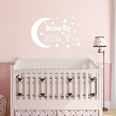 Dream Big Little One Wall Decal, Nursery Wall Decal, Nursery Decor, Nursery Wall Quote, Quote Decal, Removable Vinyl Wall Stickers For Baby Kids B...