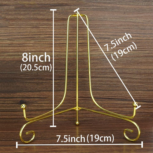 Artliving (2 pack 8 Inch Iron Display Stand, Gold Iron Easel Plate Display Photo Holder Stand, Displays Picture Frames, Cookbooks, Decorative Plat...