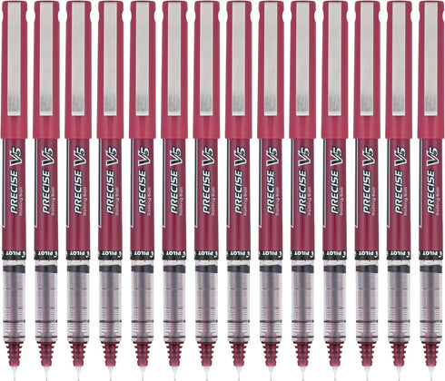 Pilot, Precise V5, Capped Liquid Ink Rolling Ball Pens, Extra Fine Point 0.5 MM, Burgundy, Pack of 14...