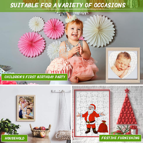 10 Sets Blank Sublimation Puzzle Jigsaw for Kids Rectangle Heart Shaped White DIY Custom Puzzle Heat Press Thermal Transfer Puzzle Pearl Puzzle Bl...