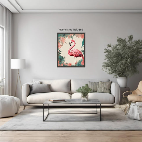 Posterizer 1 pcs-abstract retro design of flowers and flamingo 5-Art for Animal Lovers-GIft for Men Women Teens-Decor for Home & Office- unframed ...
