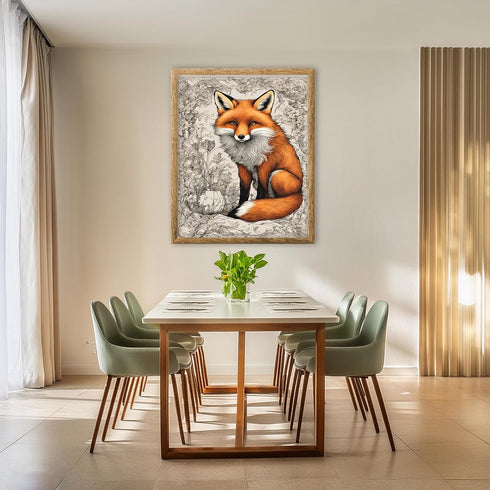 Posterizer 1 pcs- Beautiful red fox sitting on the ground-Art for Animal Lovers- Gift for Men Women Entrepreneur Teens-Decor for Home & Office- un...