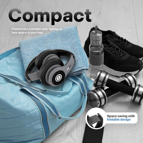 iJoy Bluetooth Headphones Over Ear, Wireless and Wired Foldable Headset Built-in Microphone, FM, Micro SD Card Slot - (Blue) Adults Kids Boys...