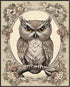 Posterizer 1 pcs- Brown owl in the middle of a beautiful frame-Art for Animal Lovers-Floral Botanical Art- Gift for Men Women Teens-Living Room B...