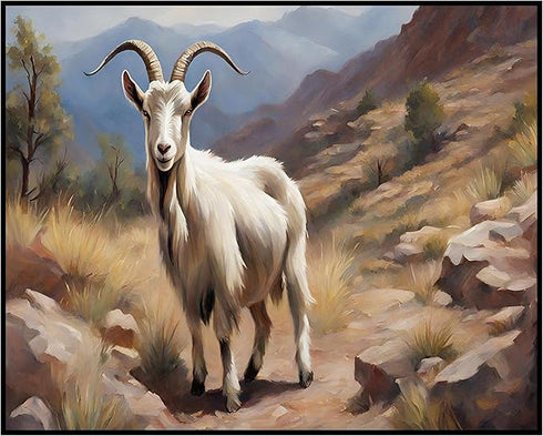 Posterizer 1 pcs- White goat in wilderness-Art for Animal Lovers-Landscape & Nature Art- Gift for Men Women Entrepreneur Teens-Living Room Bedroom...