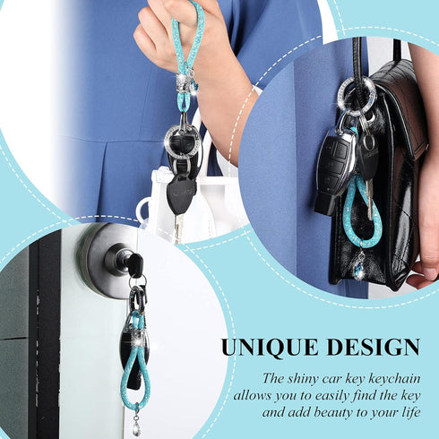 Crystal Bling Car Keychain for Women Glitter Rhinestone Keychain Ring Strap Keychain Accessories Car Key Decorations...