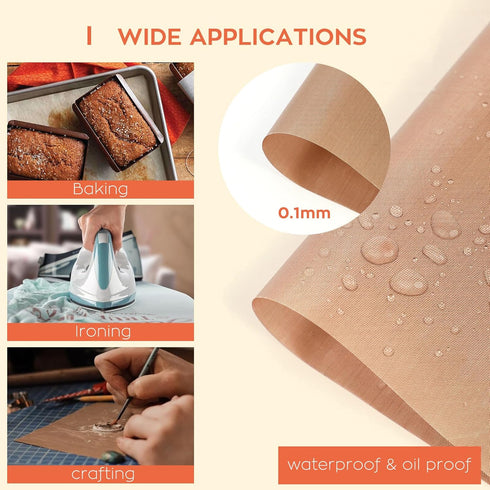 HTVRONT Teflon Sheets for Heat Press - 3 Pack Non Stick PTFE Teflon Sheet Reusable 12 x 16" Teflon Paper Heat Resistant Teflon Mat(Brown)...