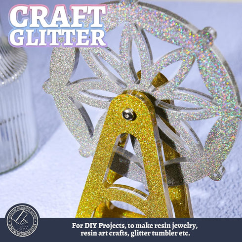 LEOBRO Silver Glitter, 180g/6.35oz Holographic Silver Fine Glitter for Resin, Crafts, Tumblers, Nail Body, DIY Party Decorations...