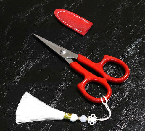 Scissors?Sharp blade with protective cover ?Scissors for Sewing Crafting, Art Work, Threading, Needlework?5.1 Inches?Red?...