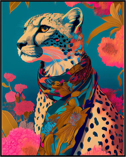 Posterizer 1 pcs-chinoiserie fashionable tiger with scarf-Art for Animal Lovers-Abstract & Modern Art-Living Room Bedroom Decor- UNFRAMED Wall Art...