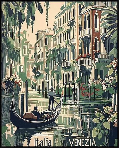 Posterizer 1 pcs-travel poster-Venice (Venezia) iconic canals 2-Adventure Wall Art Gift for Men Women Entrepreneur Teens Decor for Beach House- u...
