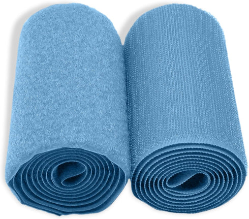 4 Inch Light Blue Sew on Hook and Loop Tape Non-Adhesive 1 Yd Length Light Blue Nylon Hook and Loop Sheets Soft Fabric Fastener Rolls for Bags Clo...