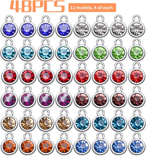 Aylifu Birthstone Charms Crystal Pendant Charms 12 Months Birth Charms for Necklace Bracelet Earring...