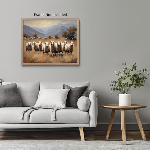 Posterizer 1 pcs- A group of sheep with a background of mountains-Art for Animal Lovers-Landscape & Nature Art- Gift for Men Women Teens-Decor fo...