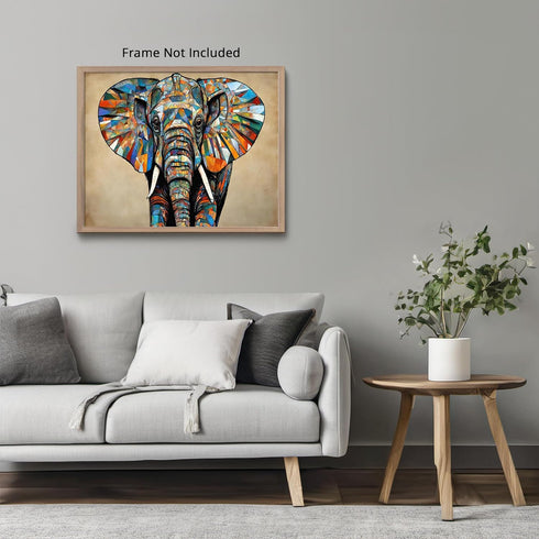 Posterizer 1 pcs- mosaic style abstract beautiful elephant-Art for Animal Lovers-Abstract & Modern Art- Living Room Bedroom Decor- unframed wall a...