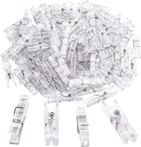 100 Pieces Clear Plastic Utility Paper Clip, Photo Paper Peg Pin, Clothes Line Clips, Craft Clips, 3.5 x 0.5cm x 0.7cm (Silver Glittered)...
