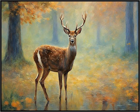 Posterizer 1 pcs- wild deer strolling in the jungle-Art for Animal Lovers-Landscape & Nature Art- Living Room Bedroom Decor- unframed wall art...