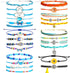 PAXCOO Set of 25 Surfer Wave Bracelets Ocean Wave Adjustable Waterproof Handmade Bracelet Summer Sunflower Bracelets Anklets Jewelry for Women Tee...