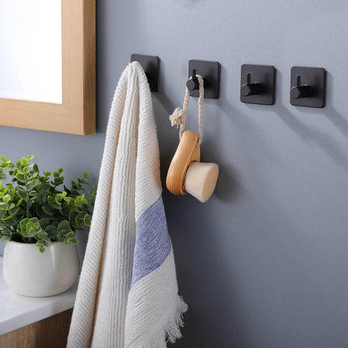 YIGII Adhesive Hooks/Towel Hook - Wall Hooks Stick on Hooks Heavy Duty for Hanging Towels/Coat/Hat/Bag in Bathroom, Bedroom, Dorm, SUS-304 Stainle...