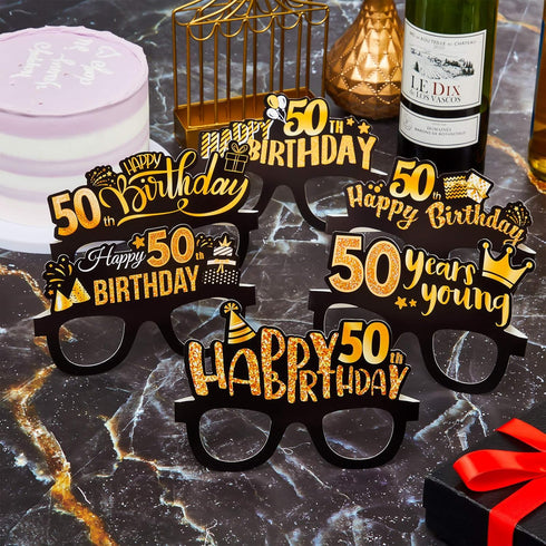 Sumind 24 Pcs Birthday Glasses Decoration Paper Eyeglasses Birthday Sunglasses to Wear for Men Women Table Decor Party...