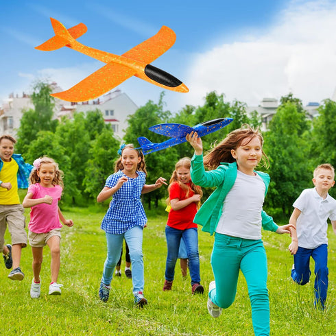 VCOSTORE 2 Pack Foam Airplanes : Foam Glider Plane 17.5" - Large Throwing Glider Airplane Toy with 2 Flight Mode Flying,Outdoor Sports Toys for 3-...