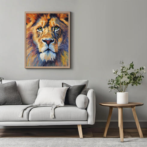 Posterizer 1 pcs- Oil painting style print of a lion-Art for Animal Lovers-Floral Botanical Art- Gift for Men Women Entrepreneur Teens-Living Room...