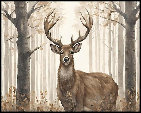 Posterizer 1 pcs- A deer standing in a foggy jungle-Art for Animal Lovers-Landscape & Nature Art- Gift for Men Women Teens-decor for Bedroom, Offi...