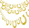 4 Piece Derby Horseshoe Garland Banner for Western Wedding Party Decoration, Pre Assembled (Gold)...