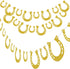 4 Piece Derby Horseshoe Garland Banner for Western Wedding Party Decoration, Pre Assembled (Gold)...