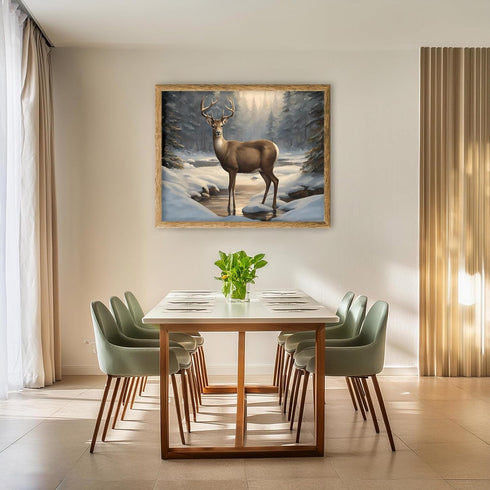 Posterizer 1 pcs- Beautiful deer in a jungle in winter-Art for Animal Lovers-Landscape & Nature Art- Gift for Men Women Entrepreneur Teens-Living ...