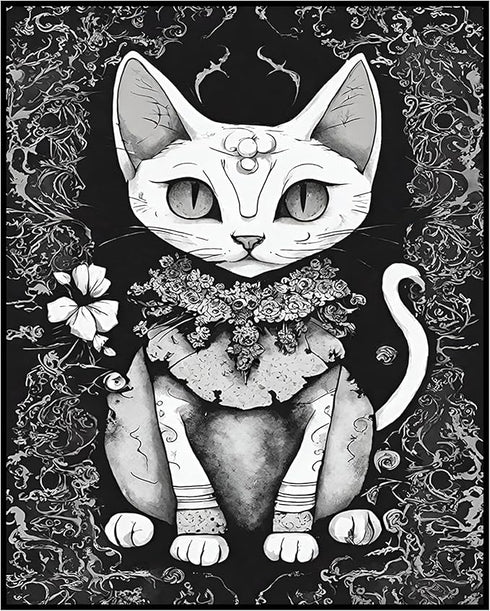 Posterizer 1 pcs- black and white cute little gothic kitten-Gothic Art-Art for Animal Lovers- Living Room Bedroom Decor- unframed wall art...
