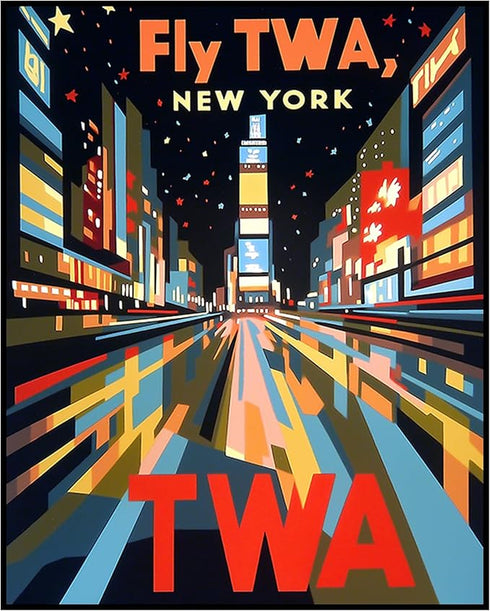 Posterizer 1 pcs-Retro vibrant travel poster-Fly TWA New York-Adventure Wall Art Gift for Men Women Entrepreneur-Decorations for Bedroom, Office,...