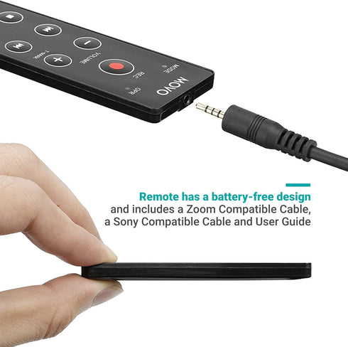 Movo REC-4 Wired Remote Control for Zoom H2n, H4n Pro, H5 and H6 Portable Digital Handy Recorders - Also Compatible with Sony M10, D50, D100...