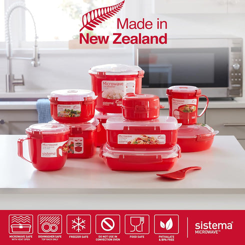 Sistema 1109ZS Microwave Collection Noodle Bowl 1 Count (Pack of 1) Red...