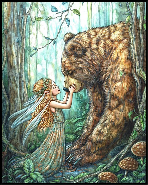 Posterizer 1 pcs-enchanting whimsical fairy and a bear poster 1-Art for Animal Lovers-Kids Room Art-Gift for Daughter, Son, Kids Decor for nursery...