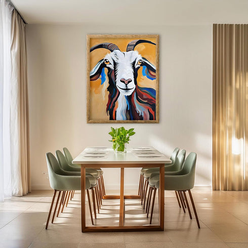 Posterizer 1 pcs- vibrant yellow background and a goat-Art for Animal Lovers-Abstract & Modern Art- Decor for Home & Office- unframed wall art...