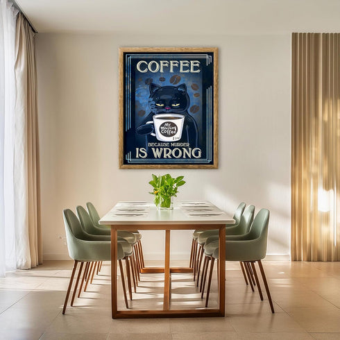 Posterizer 1 pcs-Funny Black Cat-For Cat and Coffee Lovers-Art for Animal Lovers-Kitchen & Bar Art-Gifts for Women-Living Room Bedroom Decor- unfr...