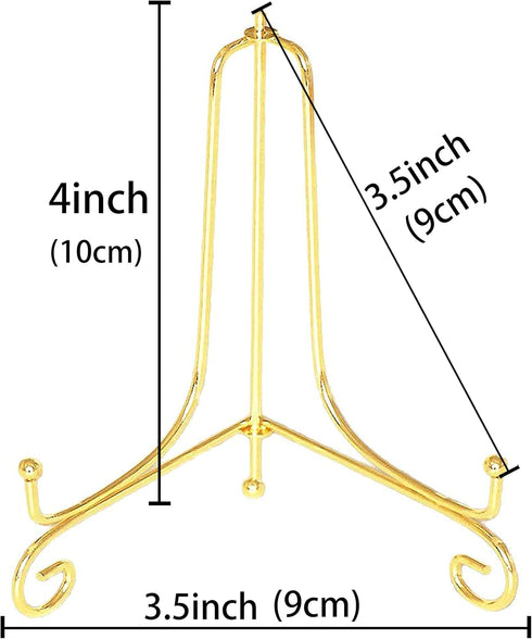 Artliving (4 pack 4" Iron Display Stand, Gold Small Iron Easel Plate Display Photo Holder Stand, Displays card,cookie, Decorative Plates,Artwork...