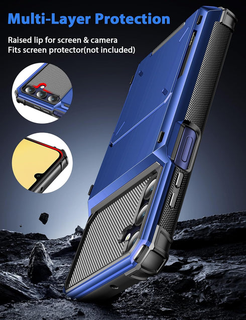 COOYA for Samsung Galaxy A15 Case Wallet 5 Credit Card Holder ID Slot Flip Cover Galaxy A15 Wallet Case Back Pocket Dual Layer Protective Hard She...