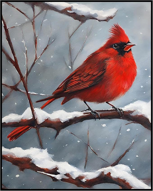 Posterizer 1 pcs-cute little bird in snowy winter scene -15-Art for Animal Lovers-Landscape & Nature Art-Decor for Home & Office- unframed wall ar...