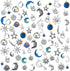 WILLBOND 108 Pieces Jewelry Charms, Mixed Antique Silver Sun Stars Moon Charms Pendants, Assorted Gold Plated Enamel Cat Moon Star Celestial Charm...