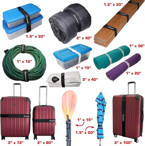 Elastic Reusable Cinch Straps & Cable Ties, 26 Pack Combo Set Assortment, Multipurpose Quality Hook & Loop Cable Organizer, Securing Straps...